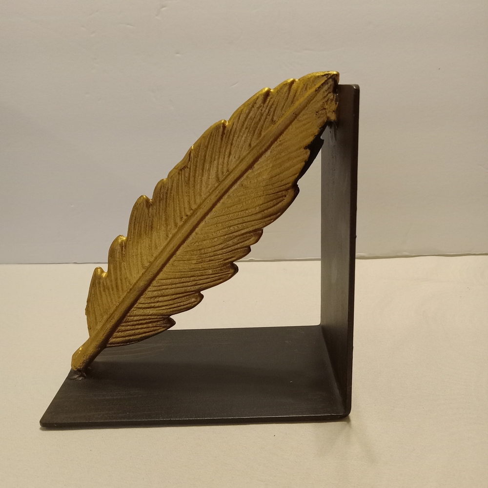 Golden Feather Decorative Sculpture Bookend - Picture 2 of 5